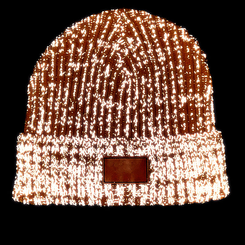 1. Gelbe Namensmütze, First Edition, gestrickt mit Reflex